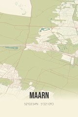 Retro Dutch city map of Maarn located in Utrecht. Vintage street map.