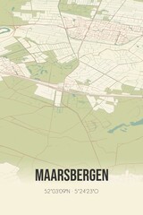 Fototapeta na wymiar Retro Dutch city map of Maarsbergen located in Utrecht. Vintage street map.