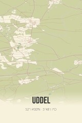 Retro Dutch city map of Uddel located in Gelderland. Vintage street map.
