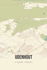 Retro Dutch city map of Udenhout located in Noord-Brabant. Vintage street map.
