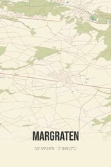 Retro Dutch city map of Margraten located in Limburg. Vintage street map.