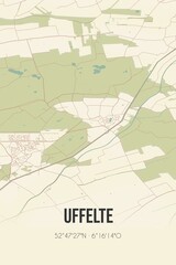 Retro Dutch city map of Uffelte located in Drenthe. Vintage street map.