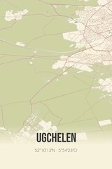 Retro Dutch city map of Ugchelen located in Gelderland. Vintage street map.