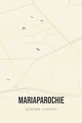 Retro Dutch city map of Mariaparochie located in Overijssel. Vintage street map.
