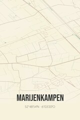 Retro Dutch city map of Marijenkampen located in Overijssel. Vintage street map.