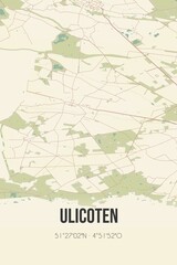 Retro Dutch city map of Ulicoten located in Noord-Brabant. Vintage street map.