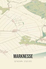 Retro Dutch city map of Marknesse located in Flevoland. Vintage street map.