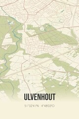 Retro Dutch city map of Ulvenhout located in Noord-Brabant. Vintage street map.