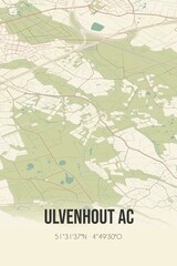 Retro Dutch city map of Ulvenhout AC located in Noord-Brabant. Vintage street map.