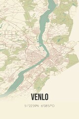 Retro Dutch city map of Venlo located in Limburg. Vintage street map.