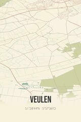 Retro Dutch city map of Veulen located in Limburg. Vintage street map.