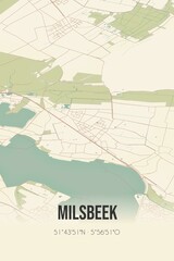 Retro Dutch city map of Milsbeek located in Limburg. Vintage street map.