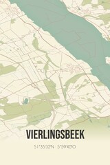 Retro Dutch city map of Vierlingsbeek located in Noord-Brabant. Vintage street map.