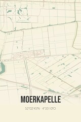 Retro Dutch city map of Moerkapelle located in Zuid-Holland. Vintage street map.