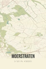 Retro Dutch city map of Moerstraten located in Noord-Brabant. Vintage street map.
