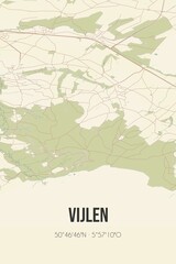 Fototapeta na wymiar Retro Dutch city map of Vijlen located in Limburg. Vintage street map.