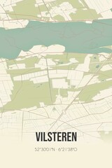 Retro Dutch city map of Vilsteren located in Overijssel. Vintage street map.