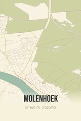 Retro Dutch city map of Molenhoek located in Limburg. Vintage street map.