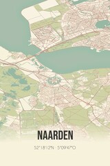 Fototapeta premium Retro Dutch city map of Naarden located in Noord-Holland. Vintage street map.
