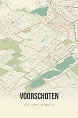 Obraz premium Retro Dutch city map of Voorschoten located in Zuid-Holland. Vintage street map.