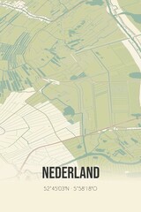 Fototapeta premium Retro Dutch city map of Nederland located in Overijssel. Vintage street map.