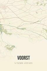 Retro Dutch city map of Voorst located in Gelderland. Vintage street map.