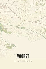 Retro Dutch city map of Voorst located in Gelderland. Vintage street map.