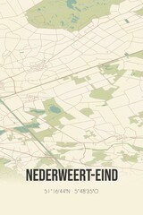 Retro Dutch city map of Nederweert-Eind located in Limburg. Vintage street map.