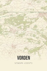 Retro Dutch city map of Vorden located in Gelderland. Vintage street map.