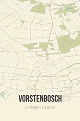 Retro Dutch city map of Vorstenbosch located in Noord-Brabant. Vintage street map.