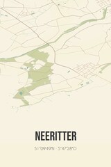 Retro Dutch city map of Neeritter located in Limburg. Vintage street map.