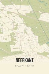Retro Dutch city map of Neerkant located in Noord-Brabant. Vintage street map.