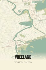 Fototapeta premium Retro Dutch city map of Vreeland located in Utrecht. Vintage street map.