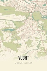Retro Dutch city map of Vught located in Noord-Brabant. Vintage street map.