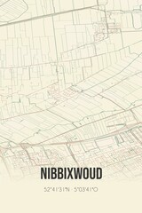 Retro Dutch city map of Nibbixwoud located in Noord-Holland. Vintage street map.