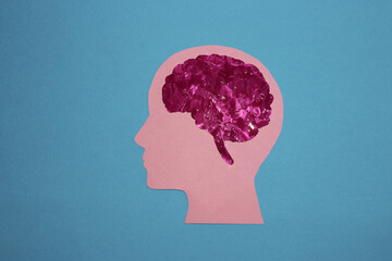 pink head with pink water brain, creative art idea, modern design
