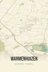 Fototapeta premium Retro Dutch city map of Warmenhuizen located in Noord-Holland. Vintage street map.