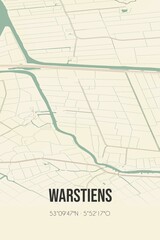 Naklejka premium Retro Dutch city map of Warstiens located in Fryslan. Vintage street map.