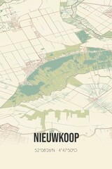 Obraz premium Retro Dutch city map of Nieuwkoop located in Zuid-Holland. Vintage street map.
