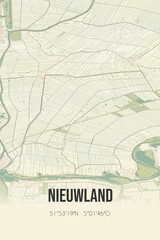 Retro Dutch city map of Nieuwland located in Utrecht. Vintage street map.