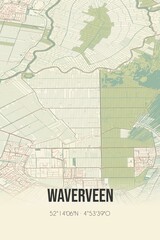 Retro Dutch city map of Waverveen located in Utrecht. Vintage street map.