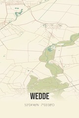 Retro Dutch city map of Wedde located in Groningen. Vintage street map.