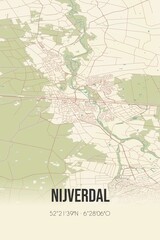 Obraz premium Retro Dutch city map of Nijverdal located in Overijssel. Vintage street map.