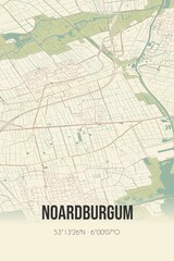 Obraz premium Retro Dutch city map of Noardburgum located in Fryslan. Vintage street map.