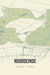 Obraz premium Retro Dutch city map of Noordeinde located in Noord-Holland. Vintage street map.