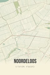 Obraz premium Retro Dutch city map of Noordeloos located in Zuid-Holland. Vintage street map.