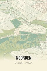 Fototapeta premium Retro Dutch city map of Noorden located in Zuid-Holland. Vintage street map.