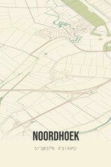 Retro Dutch city map of Noordhoek located in Noord-Brabant. Vintage street map.