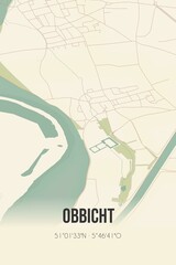 Retro Dutch city map of Obbicht located in Limburg. Vintage street map.