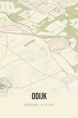Retro Dutch city map of Odijk located in Utrecht. Vintage street map.